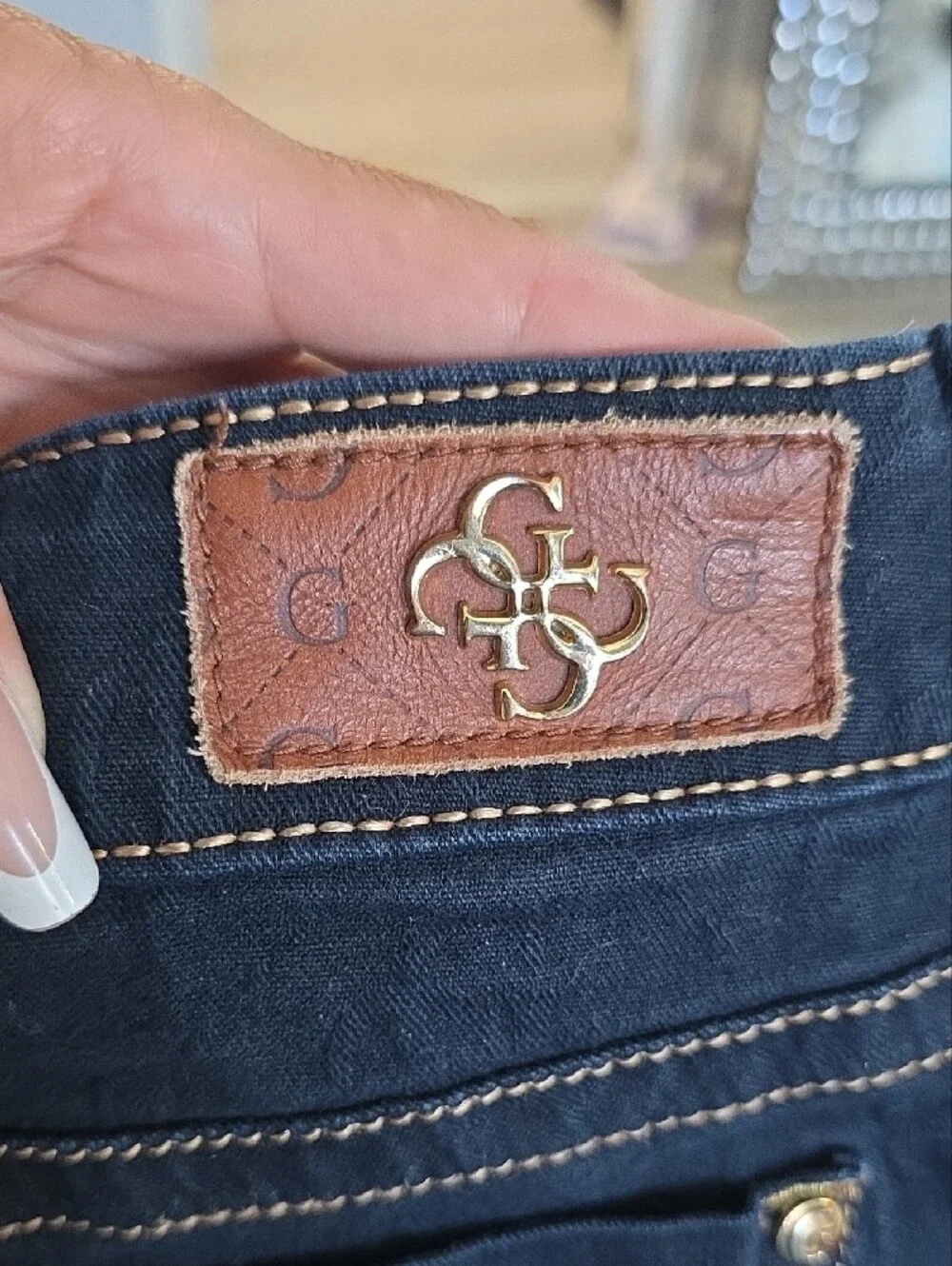 Guess Dark Navy Skinny Jeans with Contrast Stitching - Picture 3 of 9